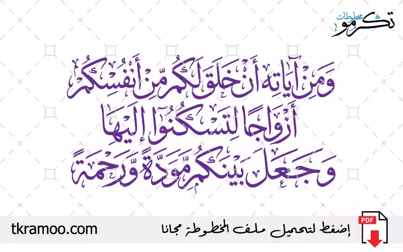ومن آياته أن خلق لكم من أنفسكم أزواجا لتسكنوا إليها وجعل بينكم مودة ورحمة